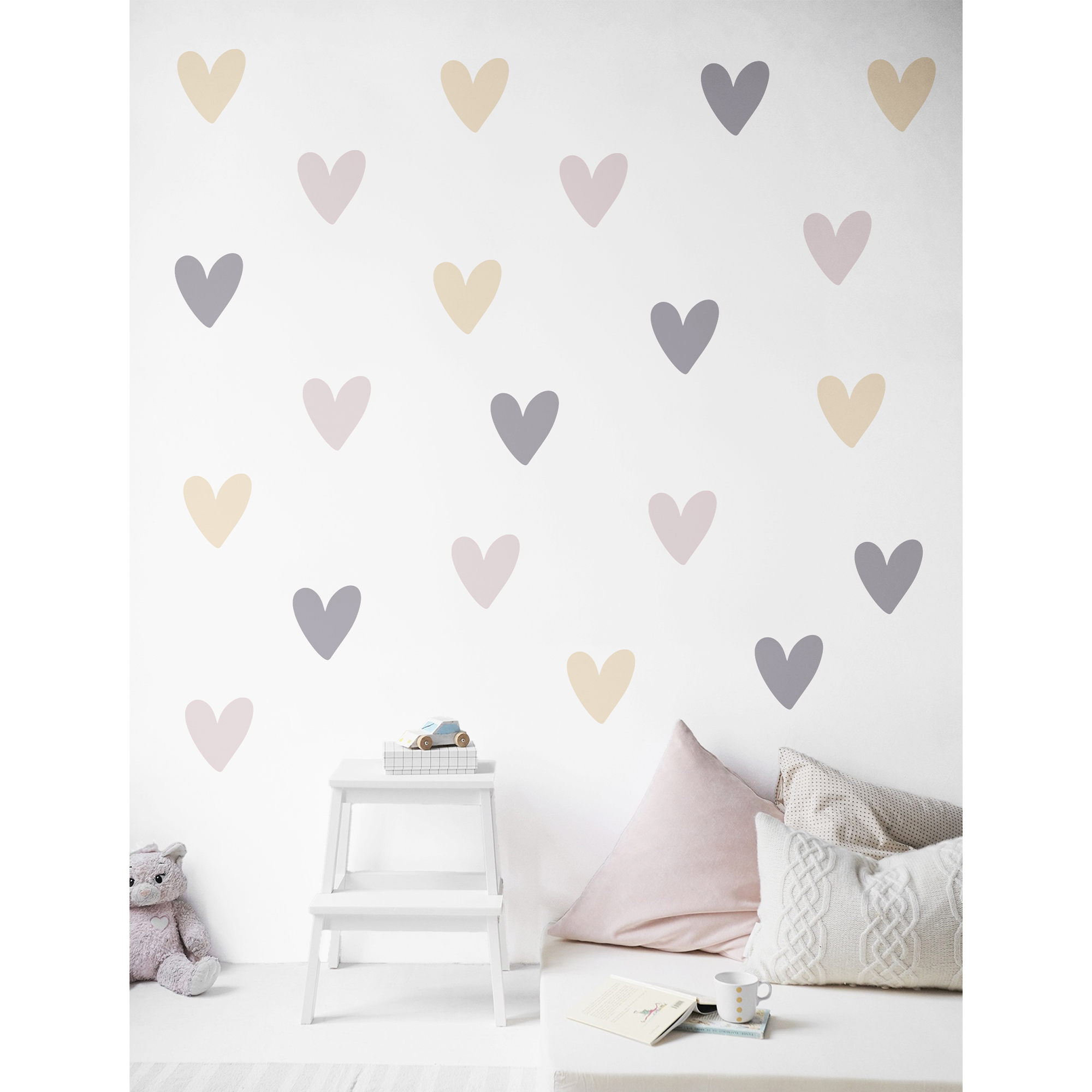 sticker, coeurs pastels
