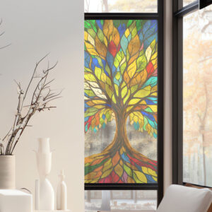 Stickers décoratifs électrostatique - arbre de vie, Effet vitrail - 150x67,5 cm