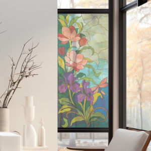 Stickers décoratifs électrostatique - Iris, Effet vitrail - 150x67,5 cm