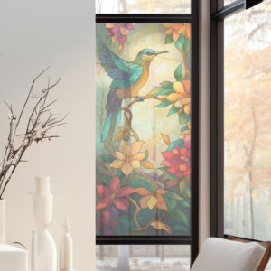 Stickers décoratifs électrostatique - Colibri, Effet vitrail - 150x67,5 cm
