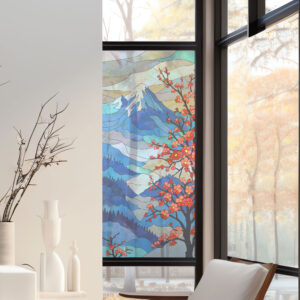 Stickers promotion 28 Stickers décoratifs électrostatique - Mont Fuji, Effet vitrail - 150x67,5 cm