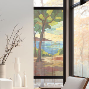 Stickers promotion 17 Stickers décoratifs électrostatique - Bord de Mer, Effet vitrail - 150x67,5 cm
