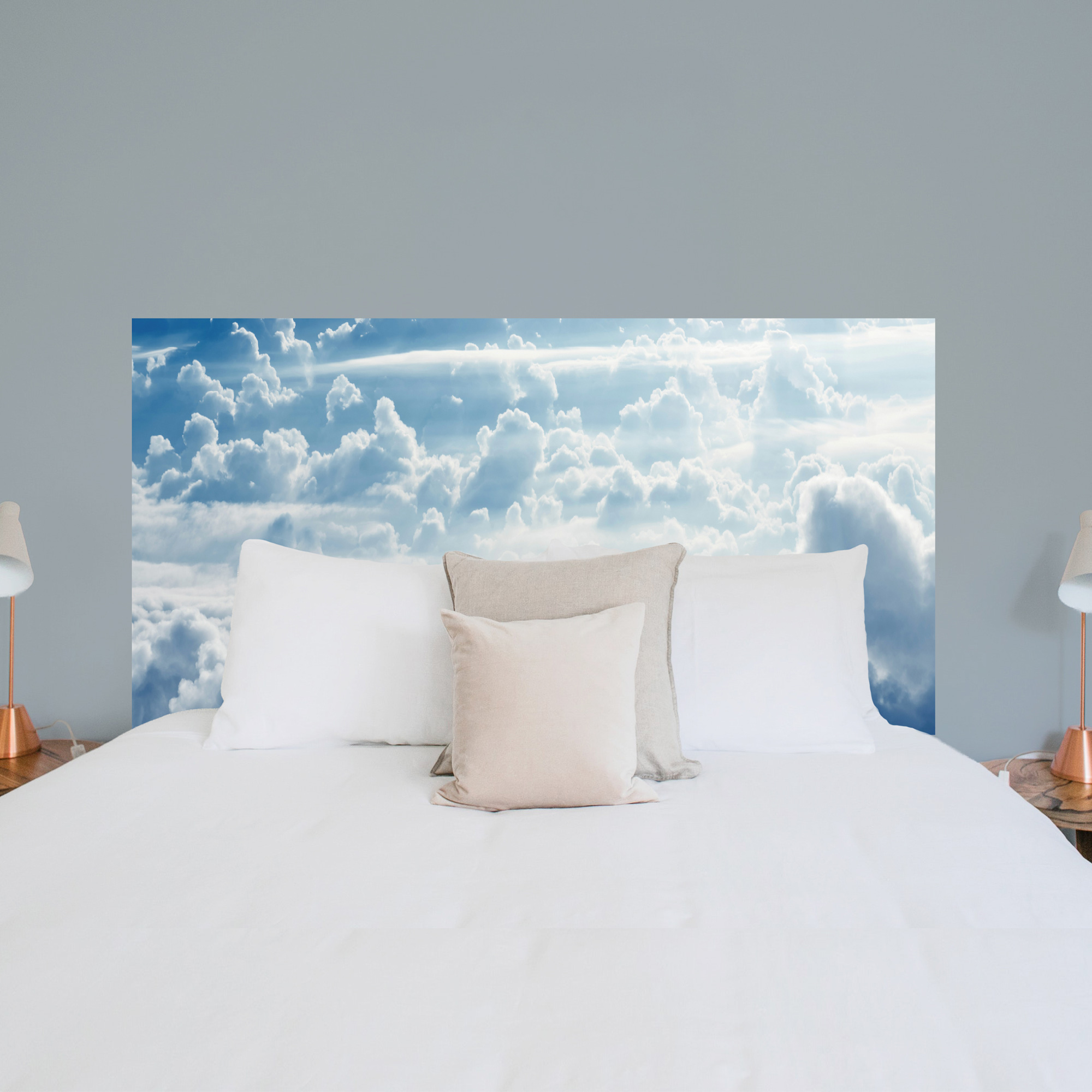 Tête de lit - Intissé Préencollé - Ciel Bleu, Nuages - 83x160 cm tête de lit, papier peint, intissé préencollé, nuages