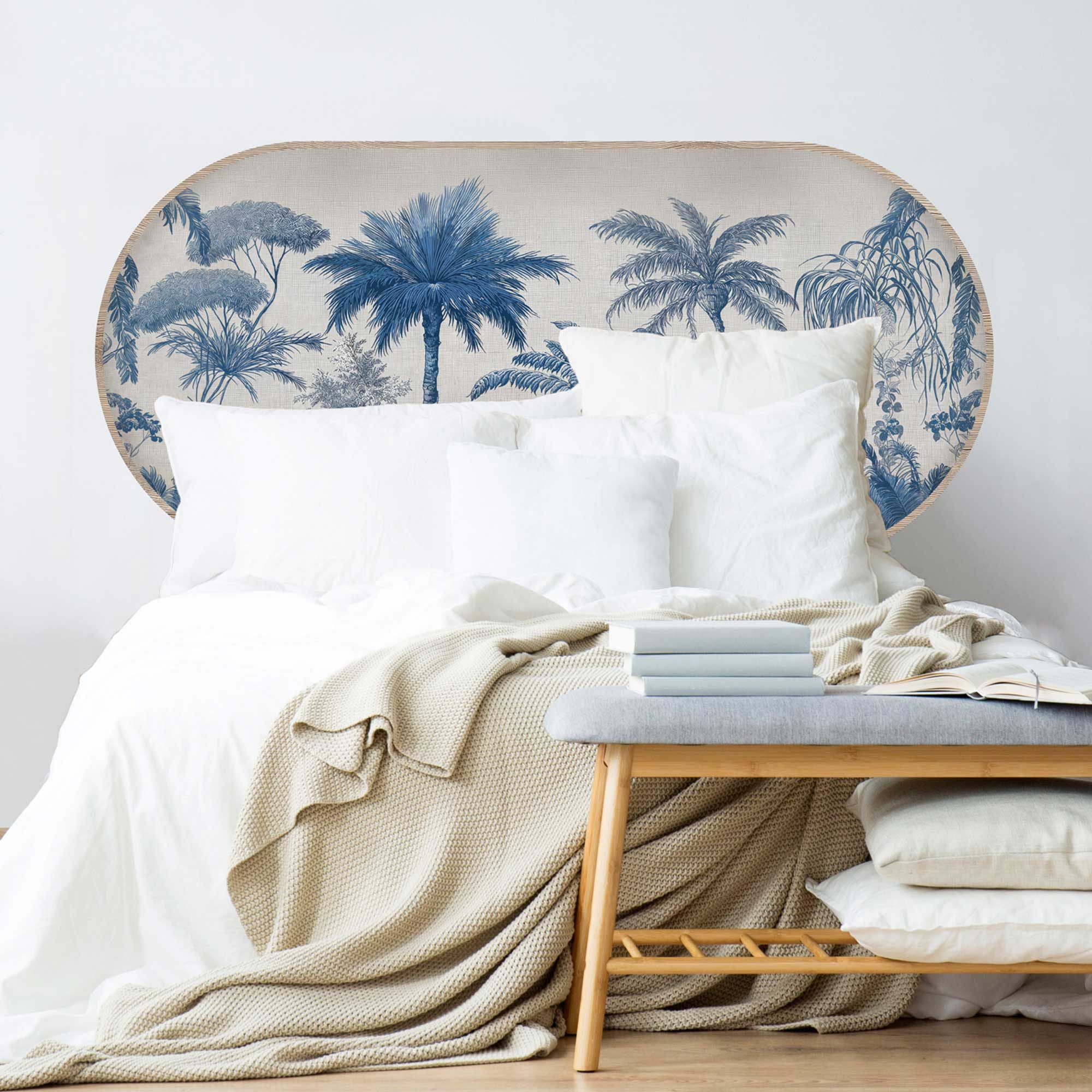 Tête de lit - Intissé Préencollé - Toile de Jouy, panneau contemporain - 83x160 cm tête de lit, papier peint, intissé préencollé, toile de jouy, panneau contemporain