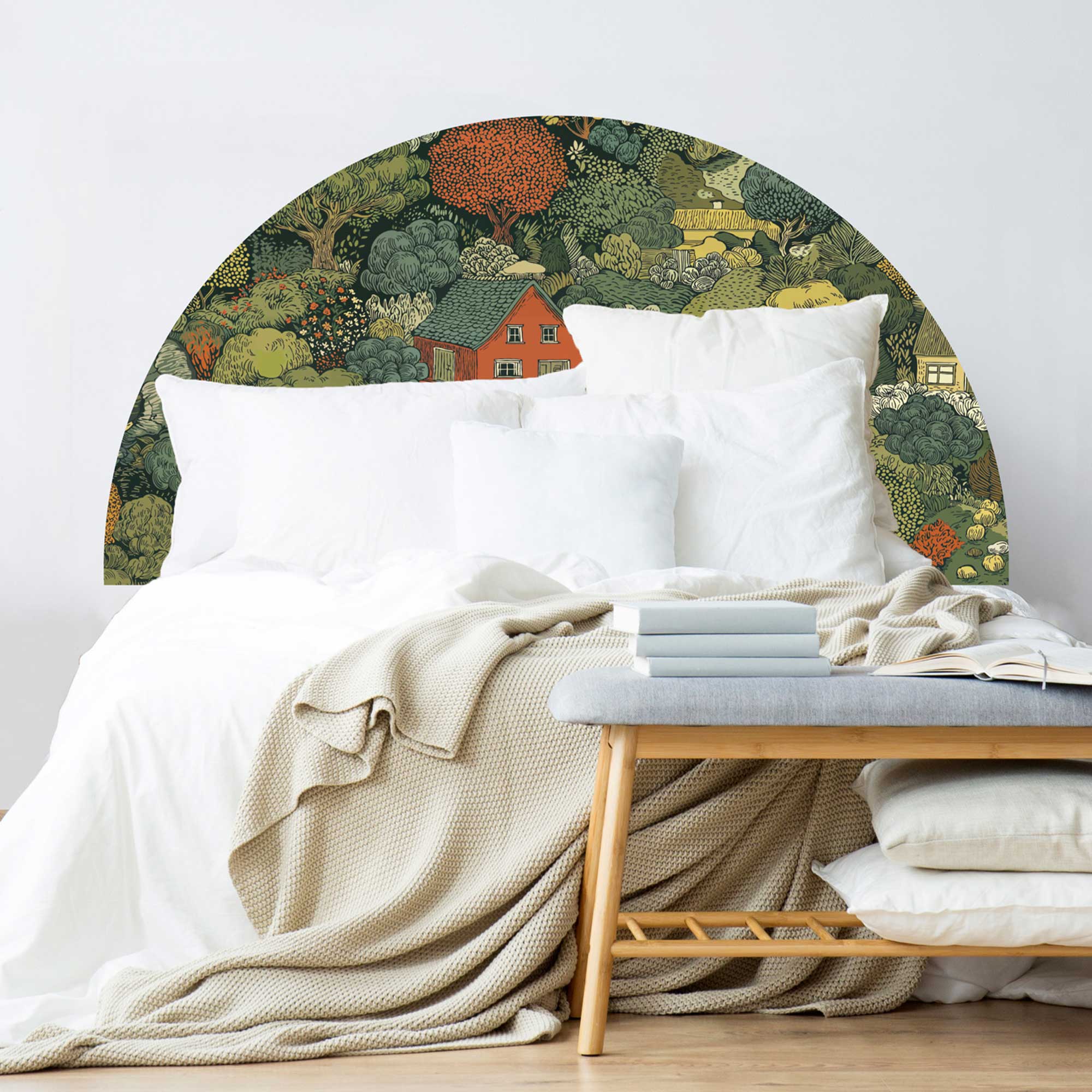 Tête de lit - Intissé Préencollé - Campagne, demi-lune - 83x160 cm tête de lit, papier peint, intissé préencollé, campagne, demi-lune