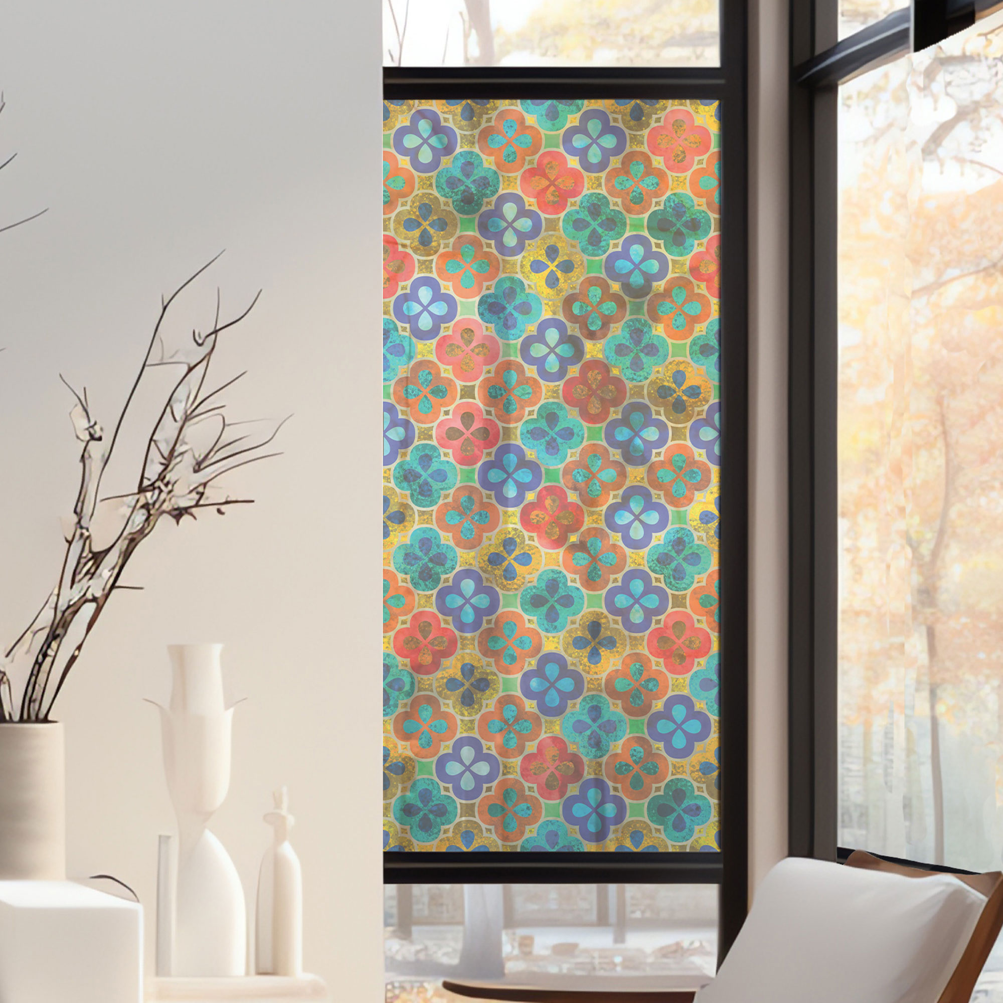 Stickers décoratifs électrostatique - Quadrilobes, raccordable, effet dépoli - 150x67,5 cm Stickers décoratifs électrostatique - Quadrilobes, raccordable, effet dépoli - 150x67,5 cm
