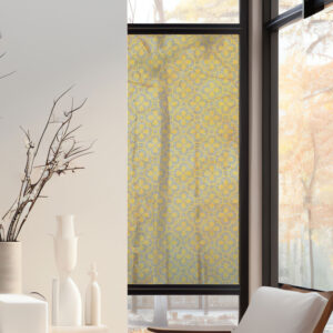 Stickers décoratifs électrostatique - Quadrilobes dorés, raccordable, effet vitrail - 150x67,5 cm