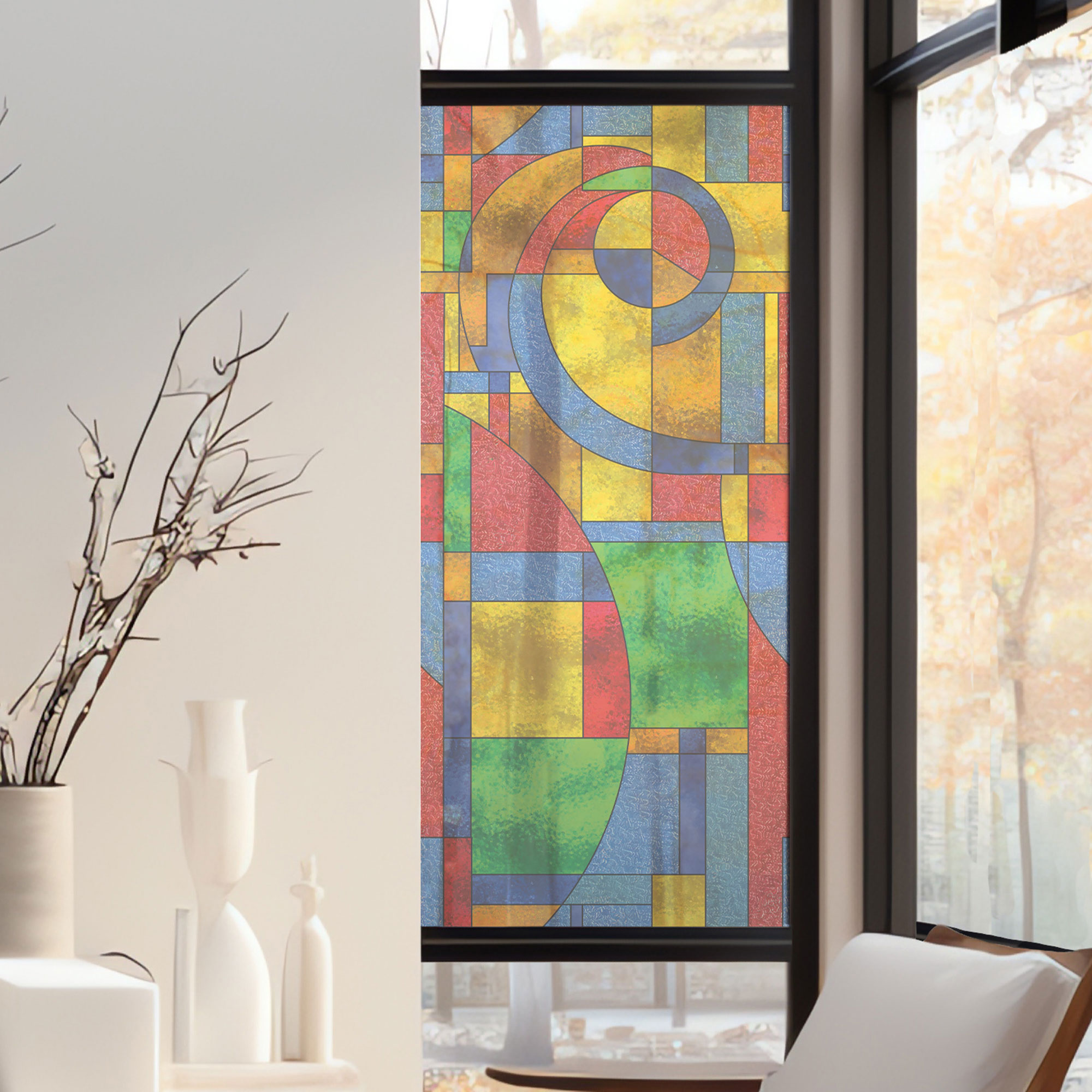 Stickers décoratifs électrostatique - Spirale multicolore, raccordable, effet vitrail - 150x67,5 cm Stickers décoratifs électrostatique - Spirale multicolore, raccordable, effet vitrail - 150x67,5 cm