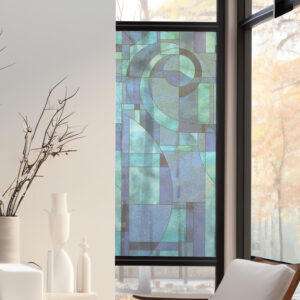 Stickers décoratifs électrostatique - Spirale bleu, raccordable, effet vitrail - 150x67,5 cm