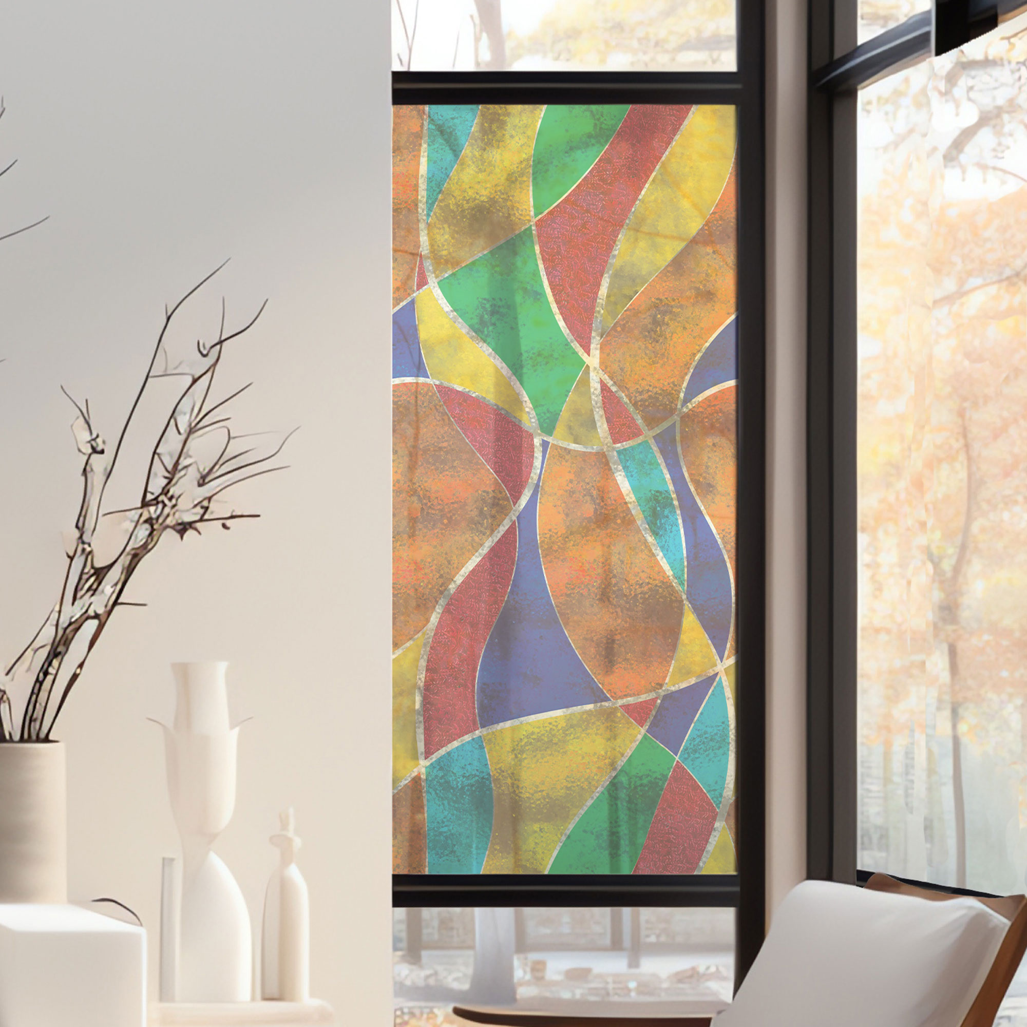 Stickers décoratifs électrostatique - Rubans multicolores, raccordable, effet vitrail - 150x67,5 cm Stickers décoratifs électrostatique - Rubans multicolores, raccordable, effet vitrail - 150x67,5 cm