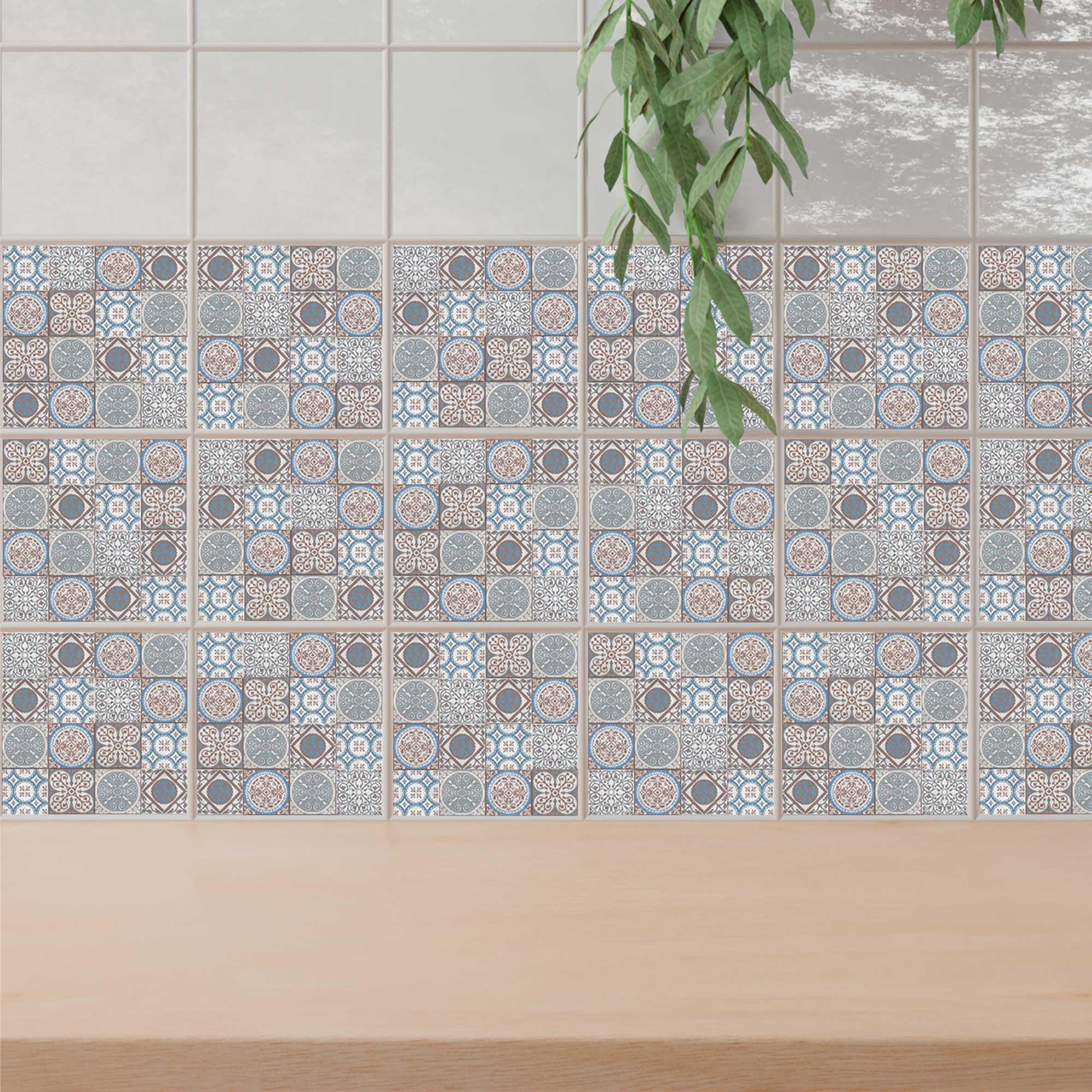 Décoration carrelage adhésive - Mosaïque carreaux de ciment - 10x10 cm Décoration carrelage adhésive, mosaïque carreaux de ciment