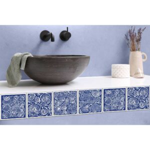 Carrelage adhésif, imitation carrelage 10x10, coquillages